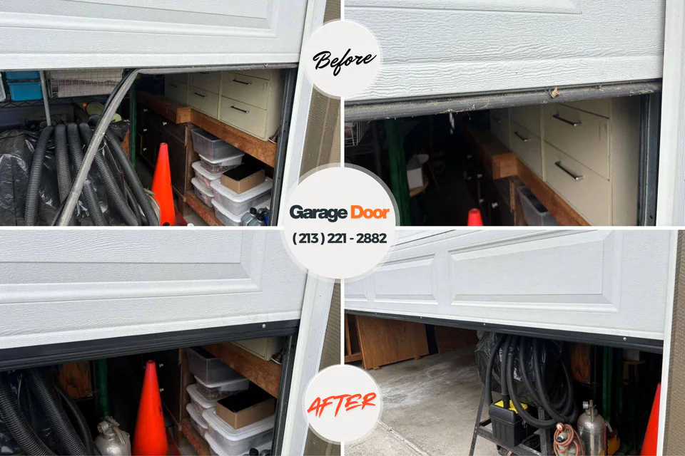 Before and after: garage door repair Parsons, KS